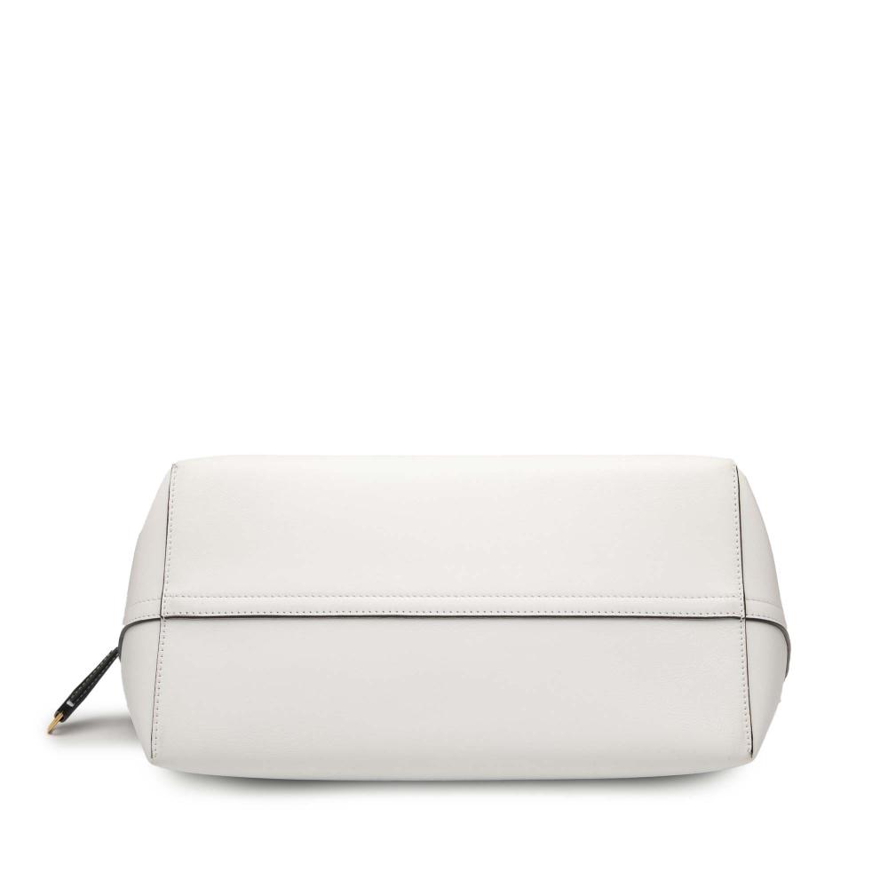 Burberry AB Burberry White with Black Calf Leather Medium Bicolor Soft Pocket Satchel Italy