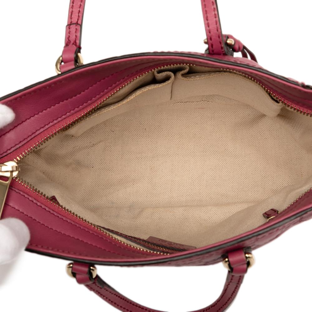 Gucci B Gucci Pink Calf Leather Small Guccissima Bree Satchel Italy