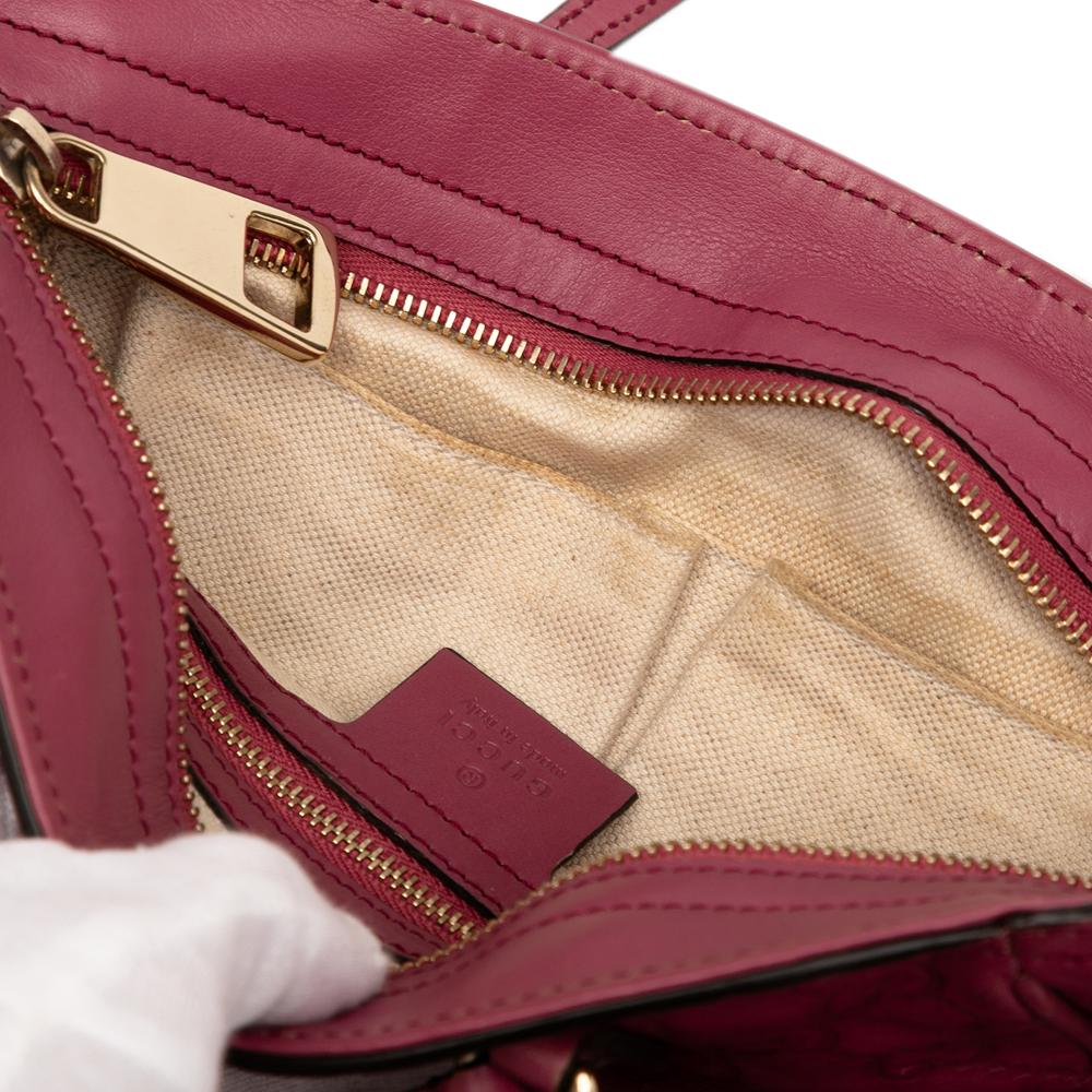 Gucci B Gucci Pink Calf Leather Small Guccissima Bree Satchel Italy