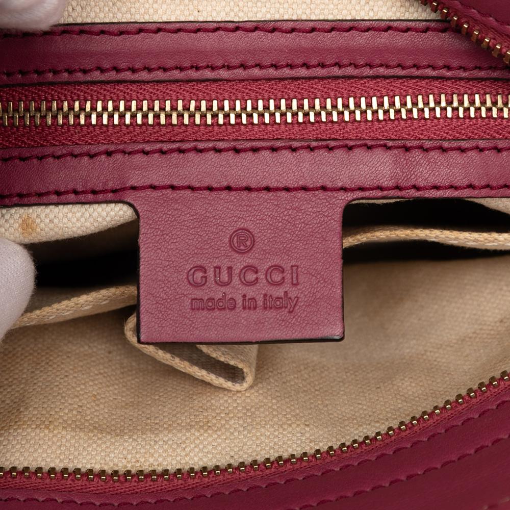 Gucci B Gucci Pink Calf Leather Small Guccissima Bree Satchel Italy