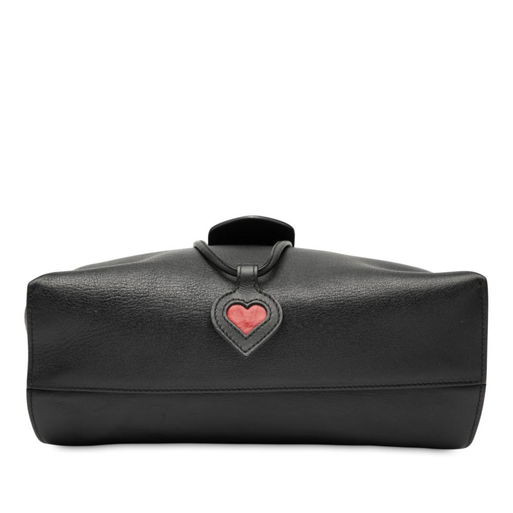 Gucci AB Gucci Black Calf Leather GG Marmont Web Heart Backpack Italy