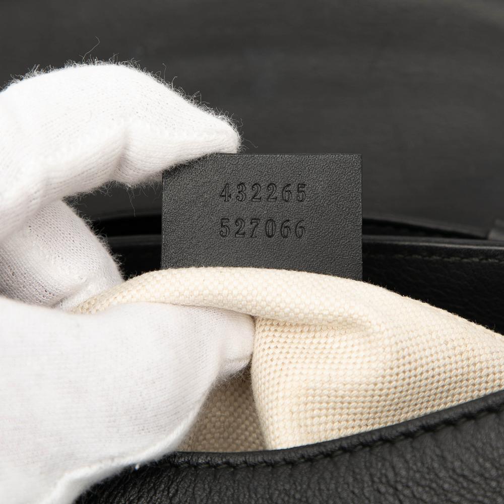 Gucci AB Gucci Black Calf Leather GG Marmont Web Heart Backpack Italy