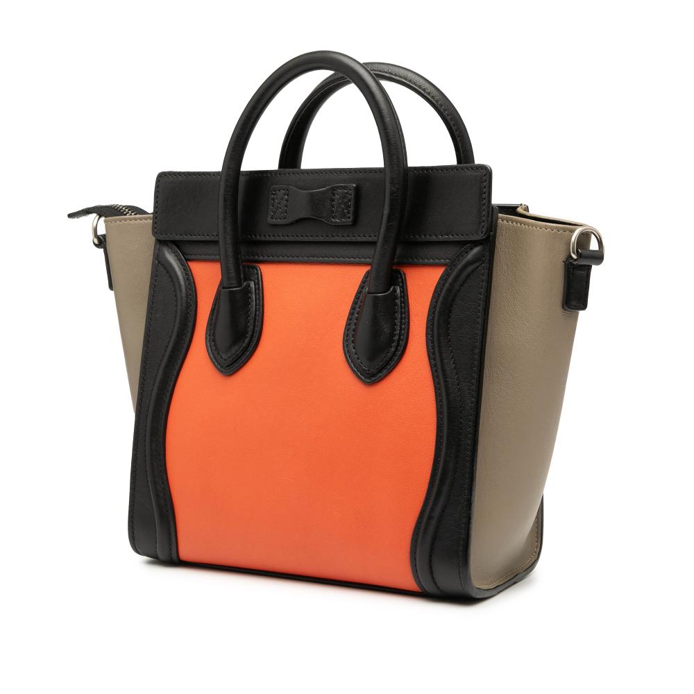 Celine B Celine Orange with Multi Calf Leather Nano Tricolor Luggage Tote Italy