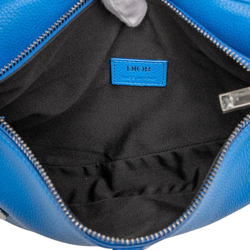 Christian Dior AB Dior Blue Calf Leather Grained skin Saddle Crossbody Italy