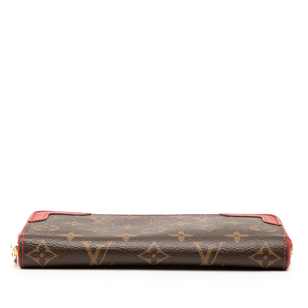 Louis Vuitton B Louis Vuitton Brown with Red Monogram Canvas Fabric Monogram Retiro Zippy Wallet France