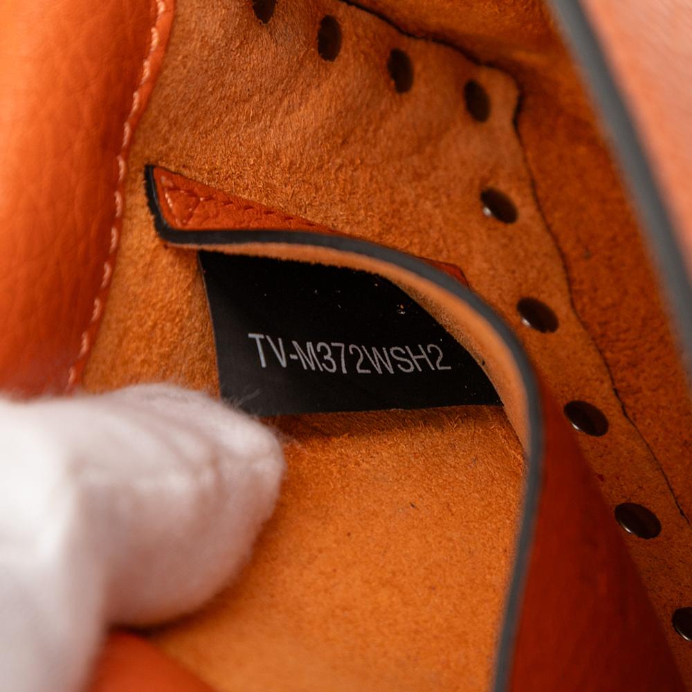 Valentino B Valentino Orange Calf Leather Pebbled skin Rockstud Clutch on Chain Italy