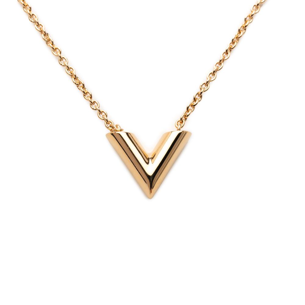 Louis Vuitton AB Louis Vuitton Gold Gold Plated Metal Essential V Necklace Italy