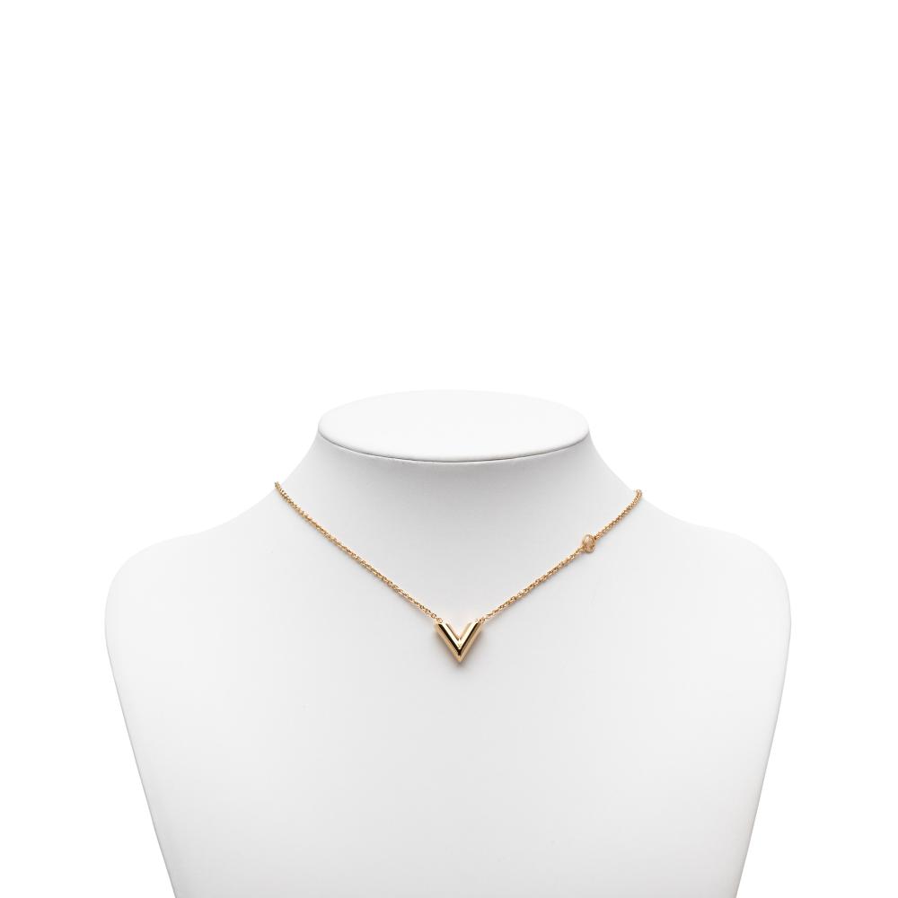 Louis Vuitton AB Louis Vuitton Gold Gold Plated Metal Essential V Necklace Italy