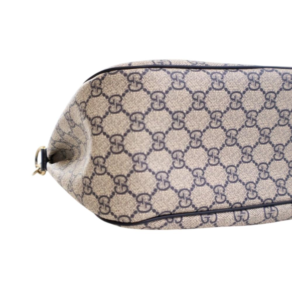 Gucci AB Gucci Brown Beige Coated Canvas Fabric GG Supreme Web Shoulder Bag Italy