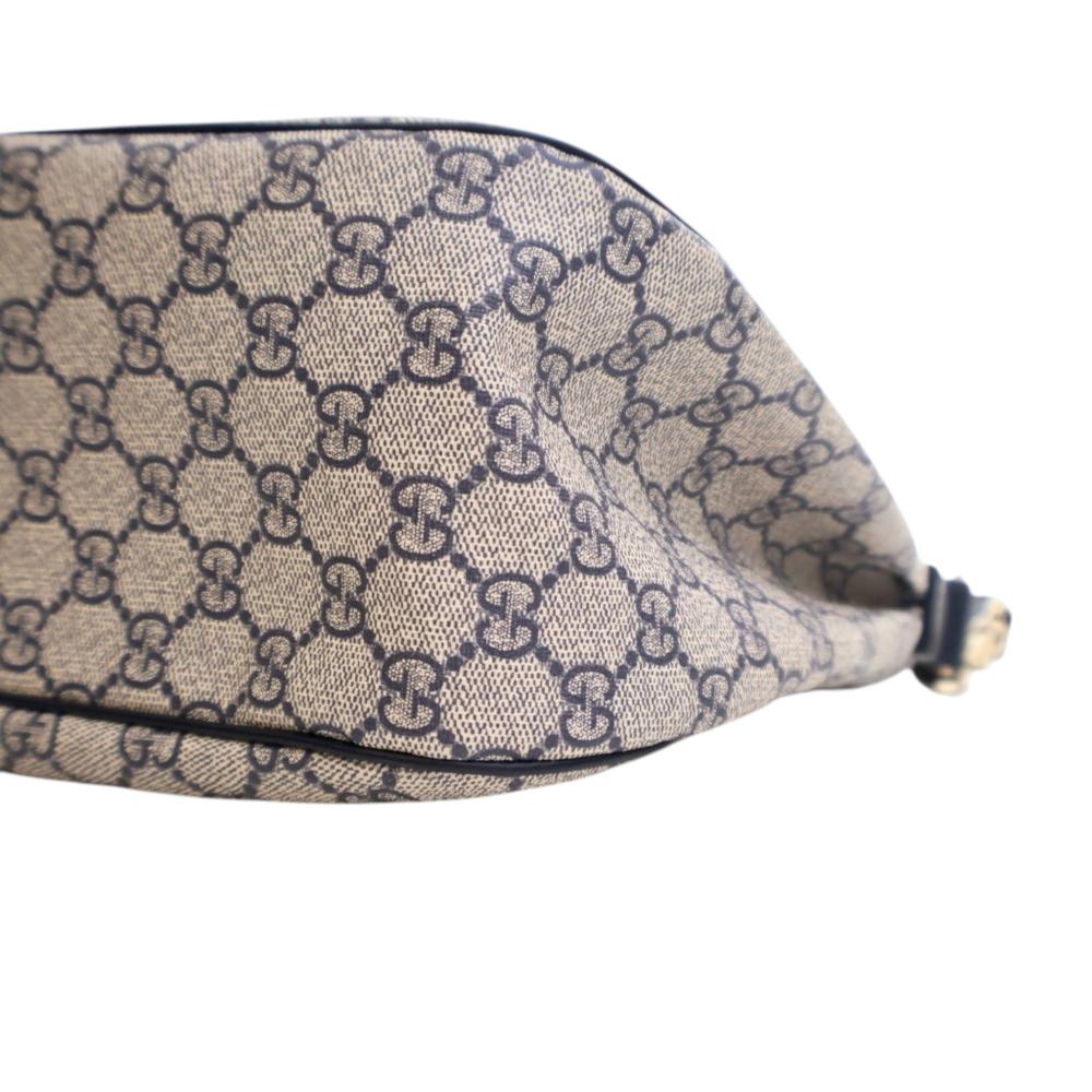 Gucci AB Gucci Brown Beige Coated Canvas Fabric GG Supreme Web Shoulder Bag Italy