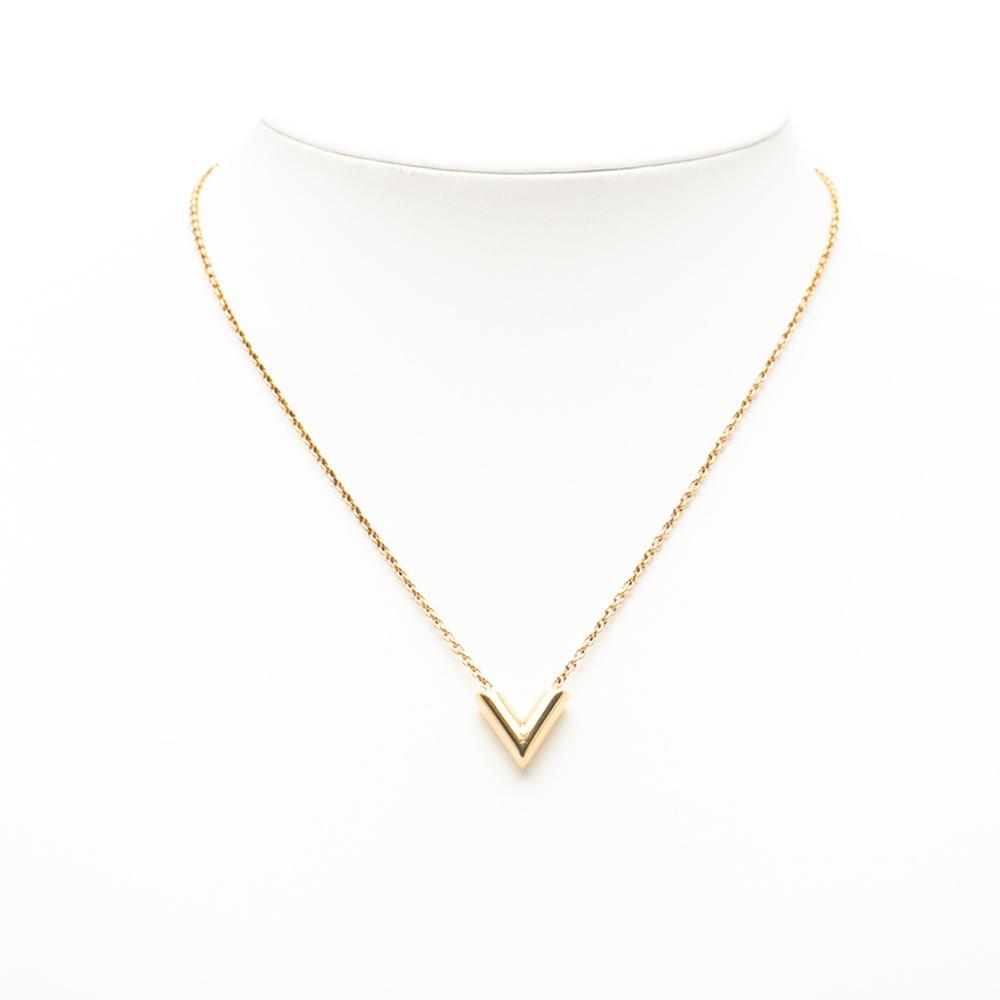 Louis Vuitton B Louis Vuitton Gold Gold Plated Metal Essential V Necklace Italy