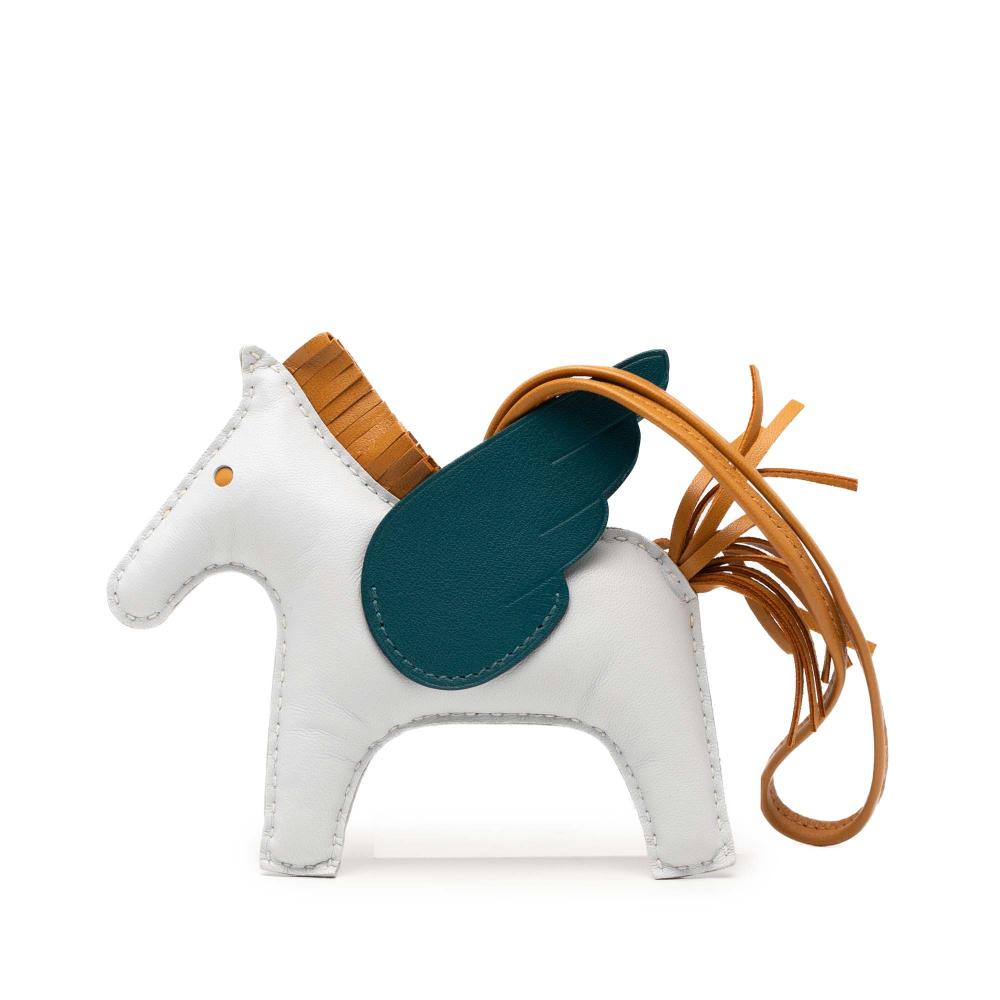 Hermès Blue Milo Lambskin and Swift GriGri Rodeo Pegasus Bag Charm France