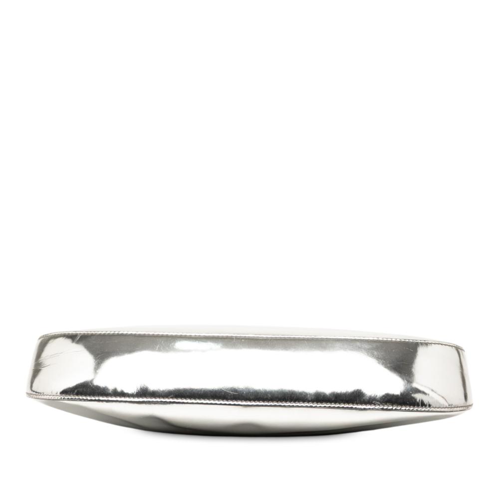 Prada B Prada Silver Calf Leather Brushed Cleo Shoulder Bag Italy