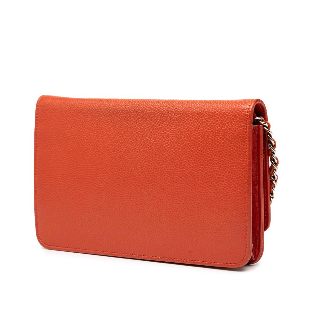 Chanel B Chanel Orange Caviar Leather Leather CC Caviar Wallet On Chain Italy