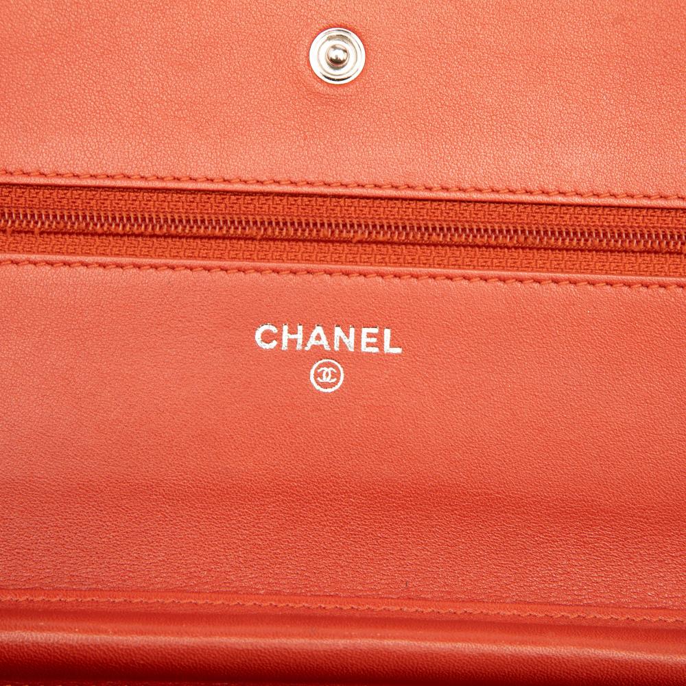 Chanel B Chanel Orange Caviar Leather Leather CC Caviar Wallet On Chain Italy