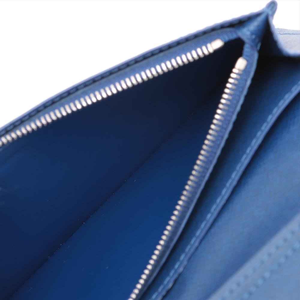 Louis Vuitton AB Louis Vuitton Blue Taiga Leather Leather Monogram Taigarama Brazza Bifold Long Wallet France