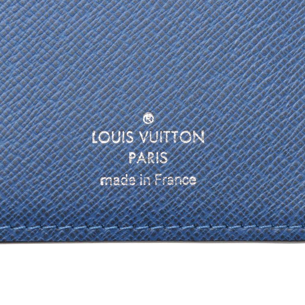 Louis Vuitton AB Louis Vuitton Blue Taiga Leather Leather Monogram Taigarama Brazza Bifold Long Wallet France