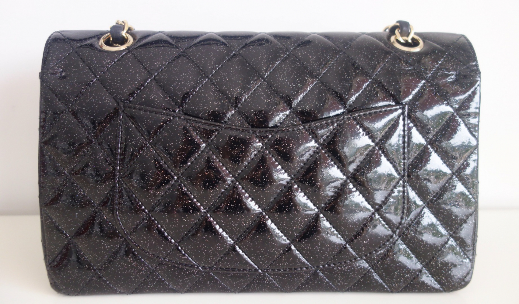 Chanel Classique black glitter bag