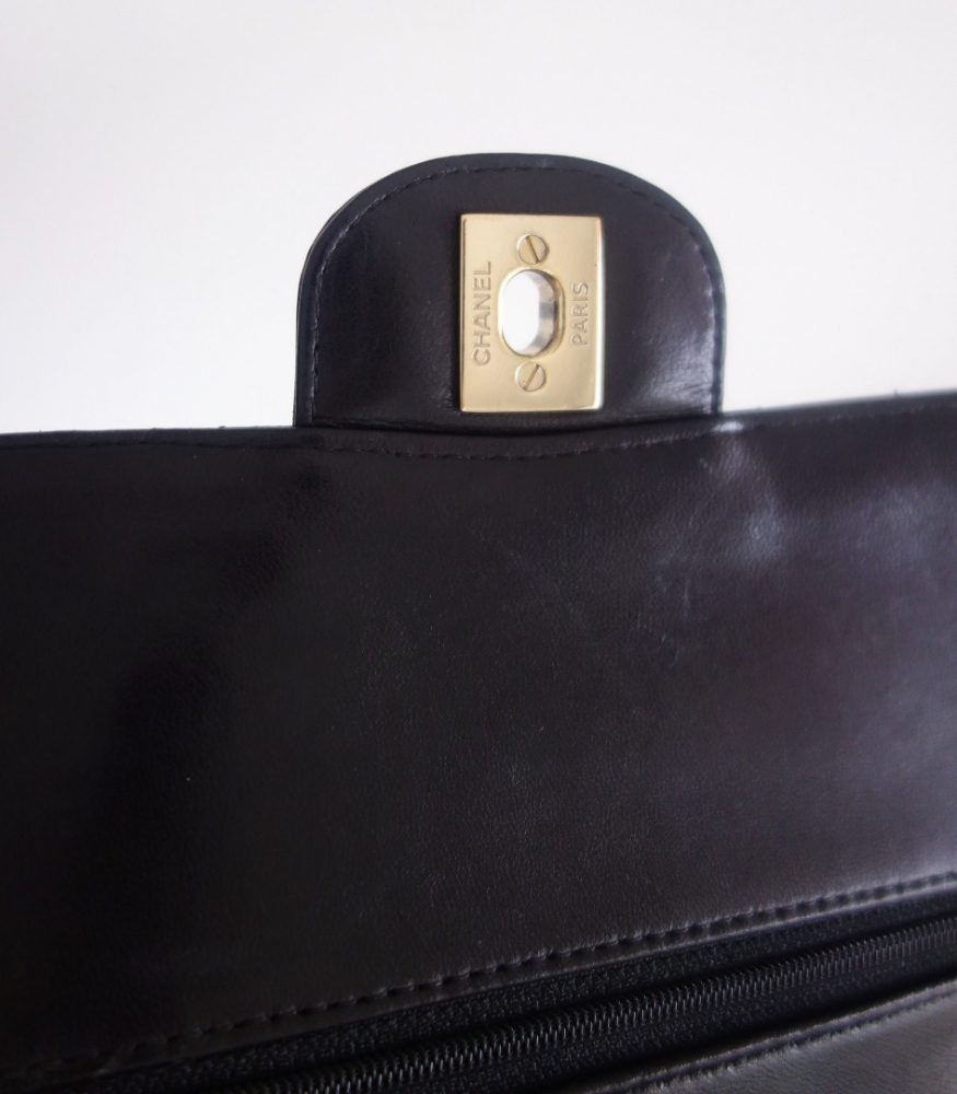 Chanel Classique black glitter bag