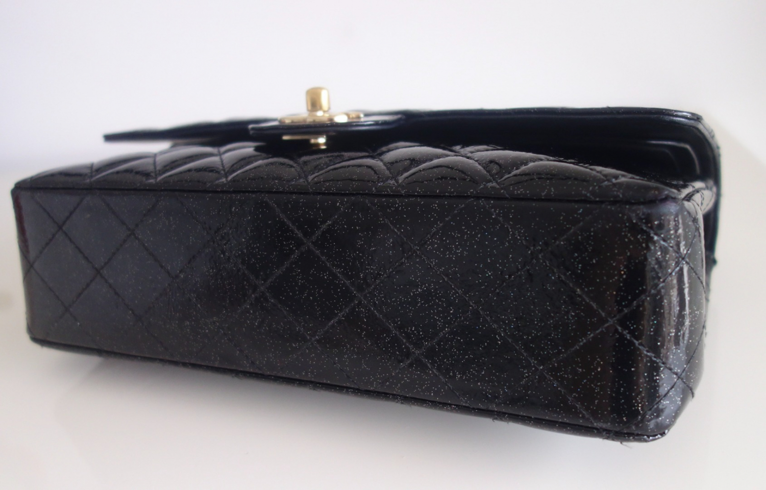 Chanel Classique black glitter bag