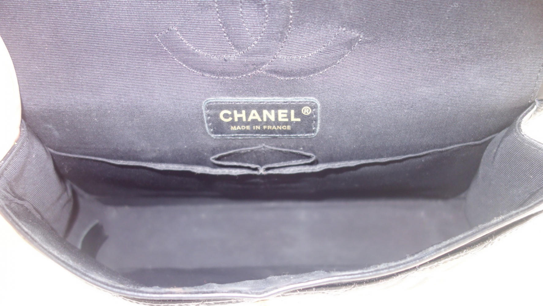 Chanel Classique black glitter bag