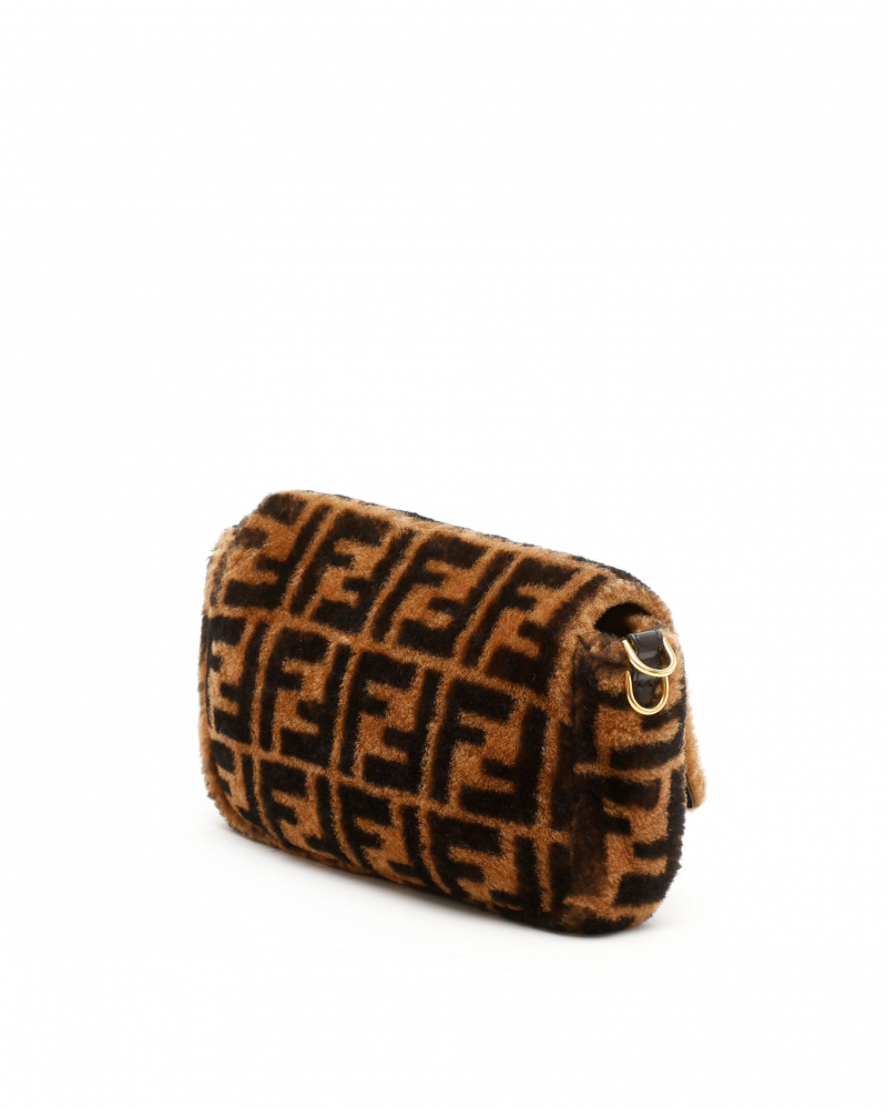Fendi Shearling Zucca Baguette Bag