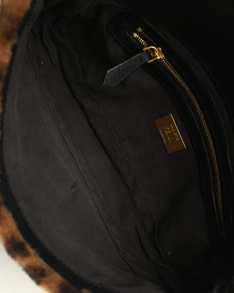 Fendi Shearling Zucca Baguette Bag