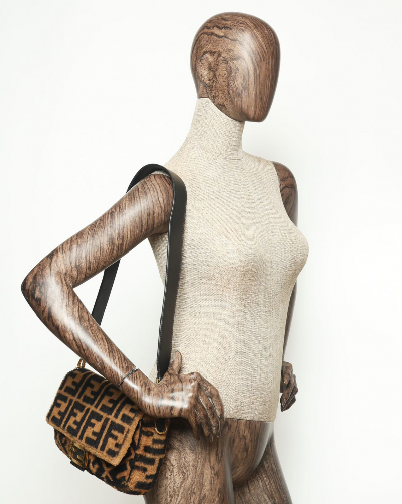 Fendi Shearling Zucca Baguette Bag