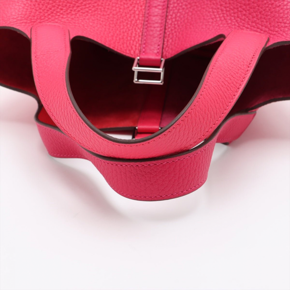 Hermès Picotin 18 Taurillon Clemence Leather Lock Bucket Handbag Rose Extreme x Rouge Cooox Rose Messico