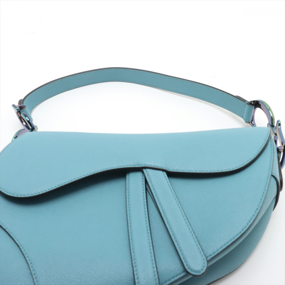 Christian Dior Saddle Grained Calfskin Leather No Strap Handbag Blue