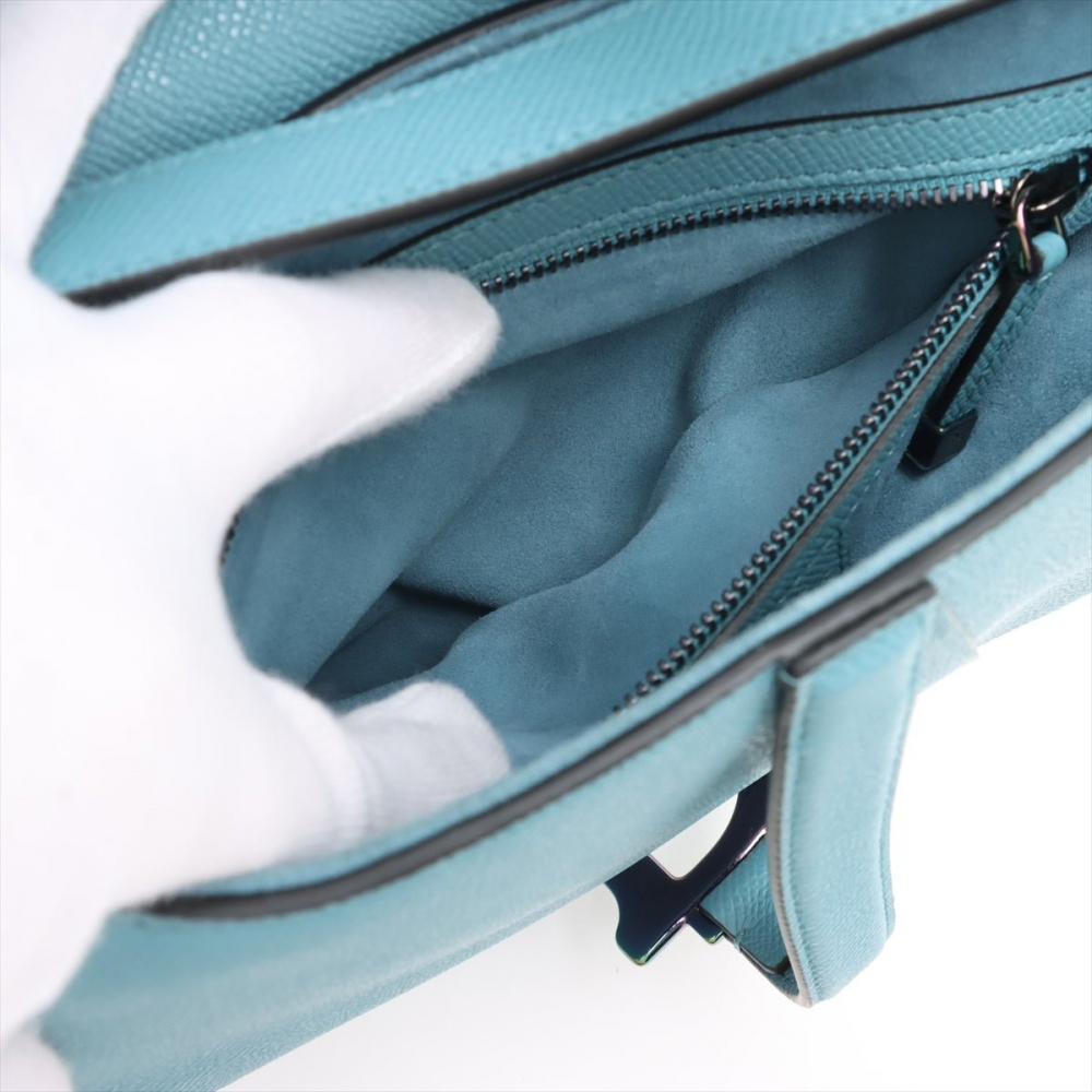 Christian Dior Saddle Grained Calfskin Leather No Strap Handbag Blue