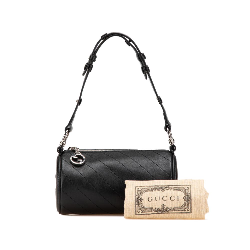 Gucci AB Gucci Black Calf Leather Mini Blondie Barrel Shoulder Bag Italy