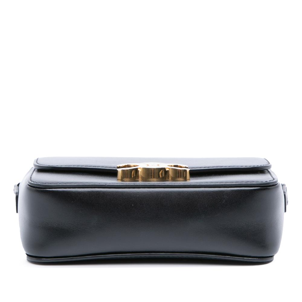 Celine B Celine Black Calf Leather Teen Shiny skin Triomphe Crossbody Italy