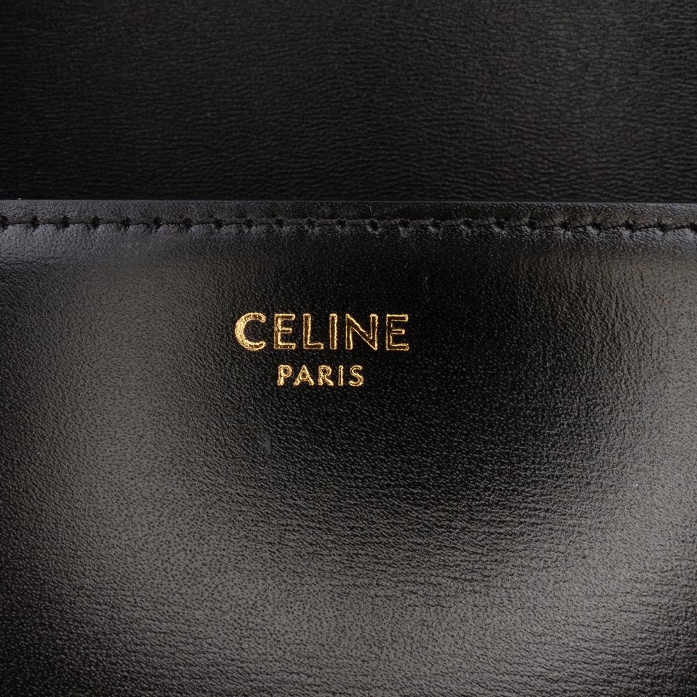 Celine B Celine Black Calf Leather Teen Shiny skin Triomphe Crossbody Italy