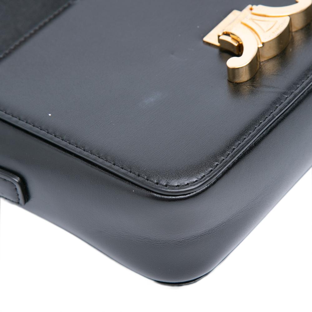 Celine B Celine Black Calf Leather Teen Shiny skin Triomphe Crossbody Italy