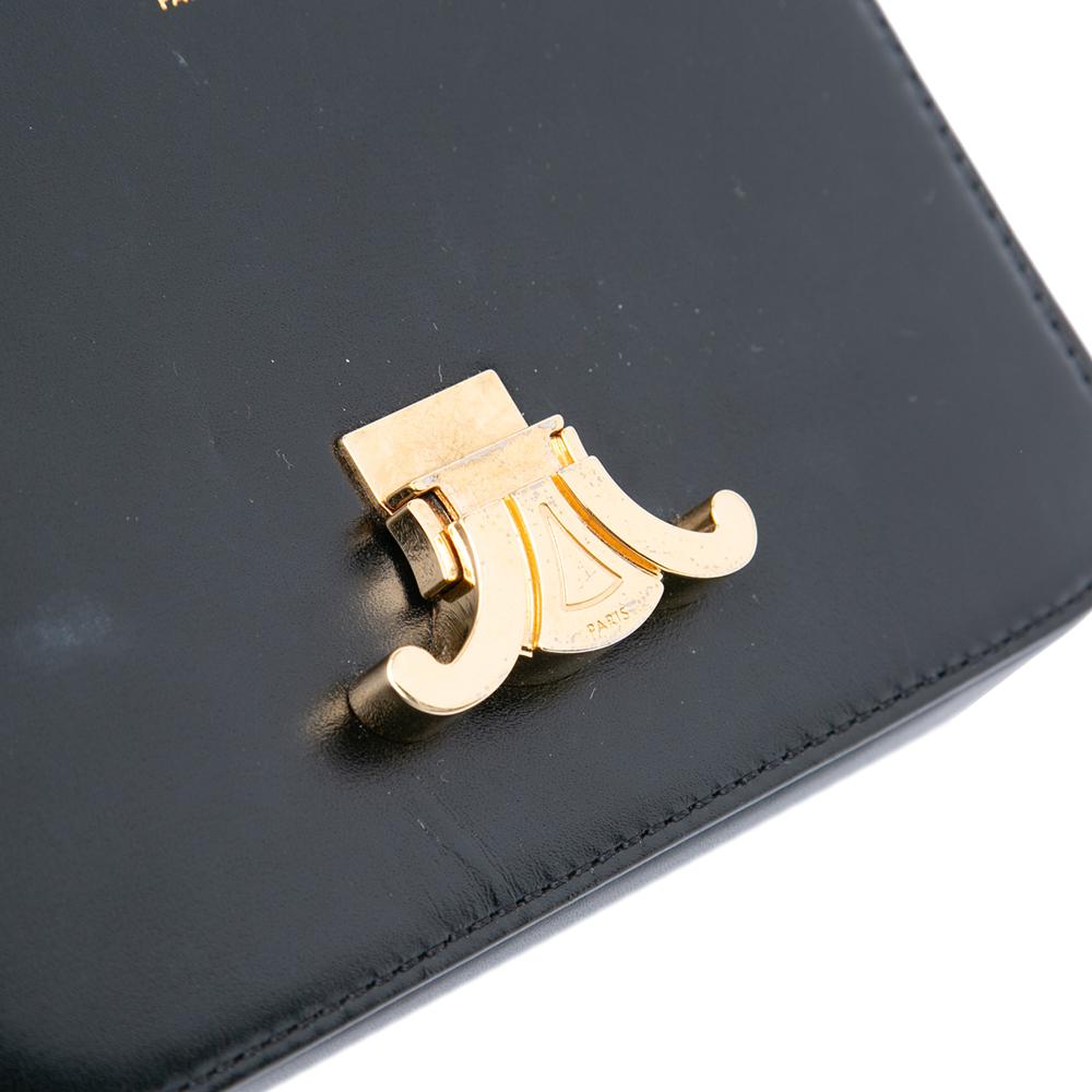 Celine B Celine Black Calf Leather Teen Shiny skin Triomphe Crossbody Italy