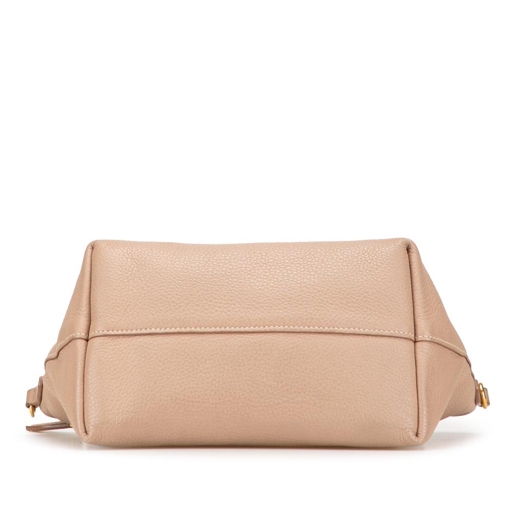 Prada B Prada Brown Beige Calf Leather Vitello Daino Zip Top Satchel Romania