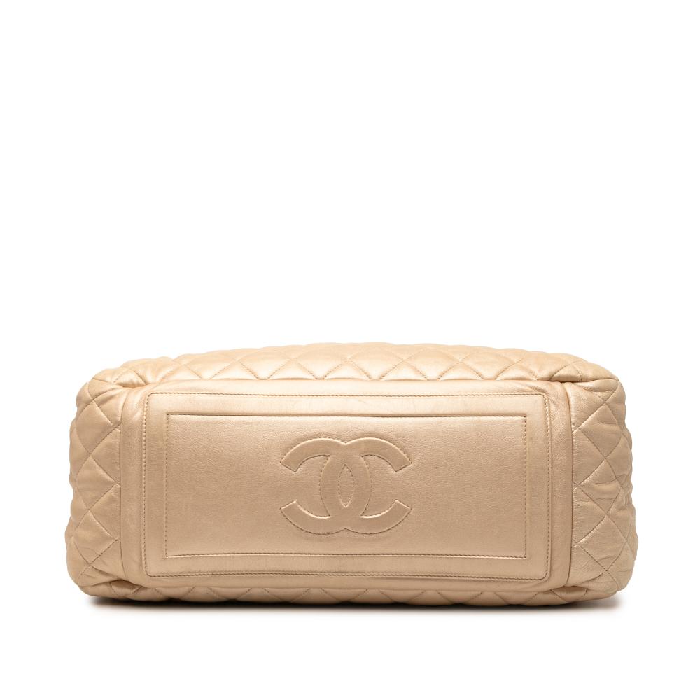 Chanel B Chanel Brown Beige Lambskin Leather Leather Quilted Lambskin Coco Cocoon Bowler Bag Italy