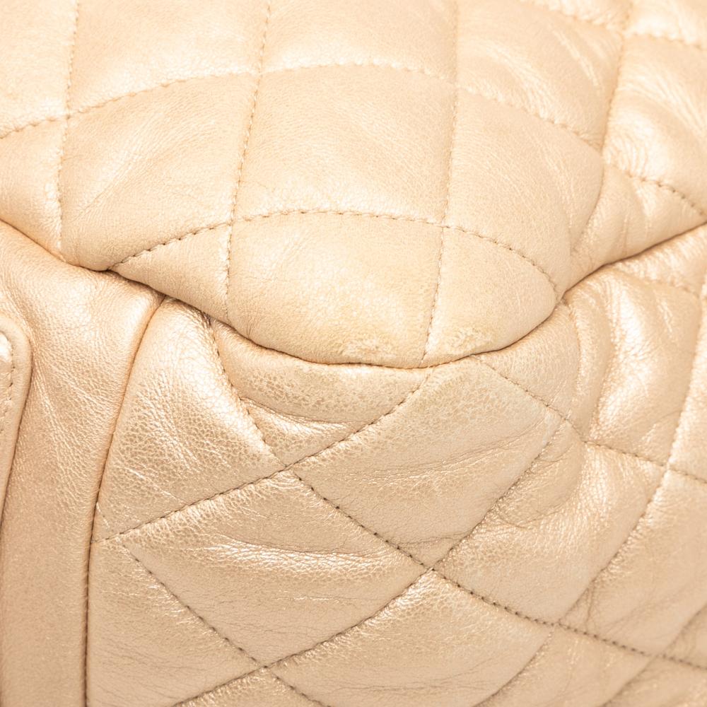 Chanel B Chanel Brown Beige Lambskin Leather Leather Quilted Lambskin Coco Cocoon Bowler Bag Italy