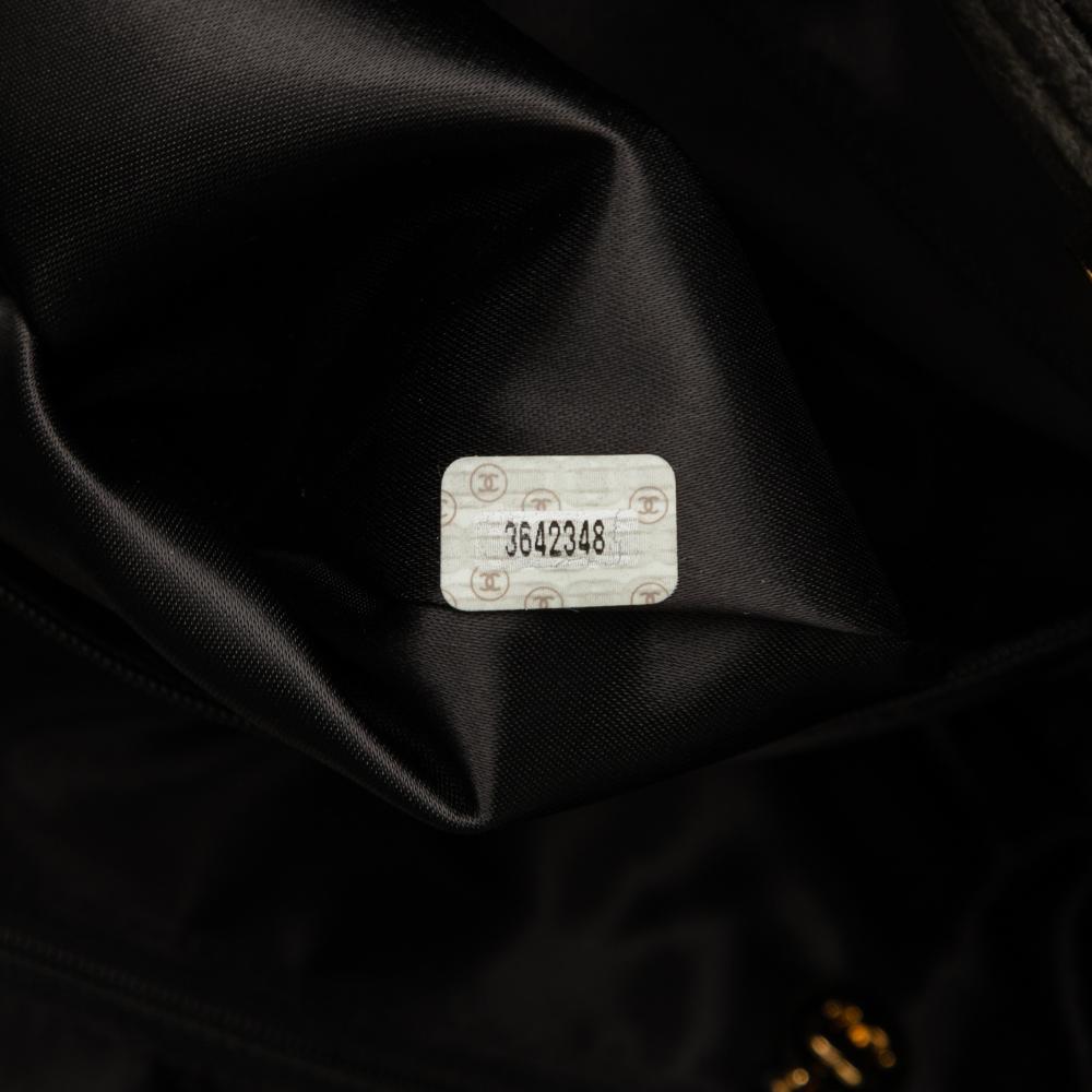 Chanel B Chanel Black Suede Leather CC Tote Italy