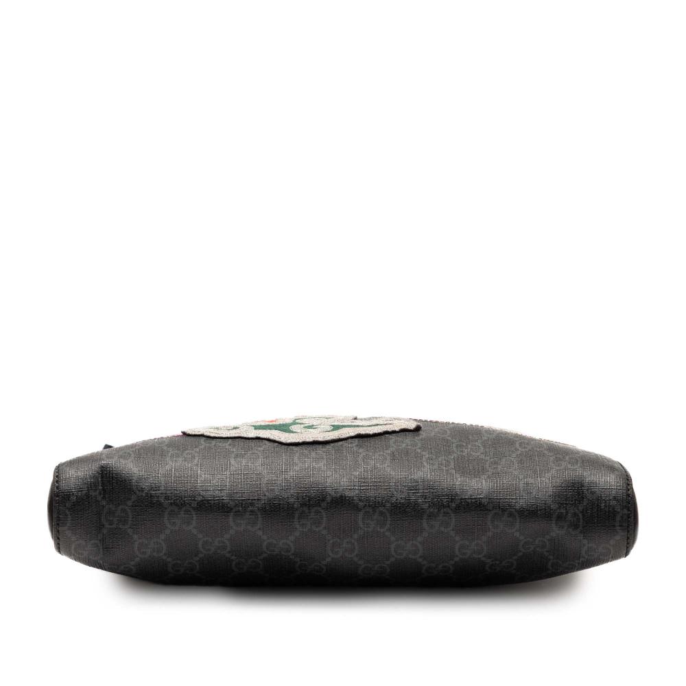 Gucci B Gucci Black Coated Canvas Fabric Medium GG Supreme Night Courier Messenger Bag Italy