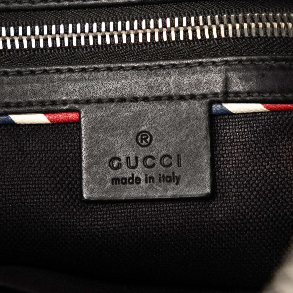 Gucci B Gucci Black Coated Canvas Fabric Medium GG Supreme Night Courier Messenger Bag Italy