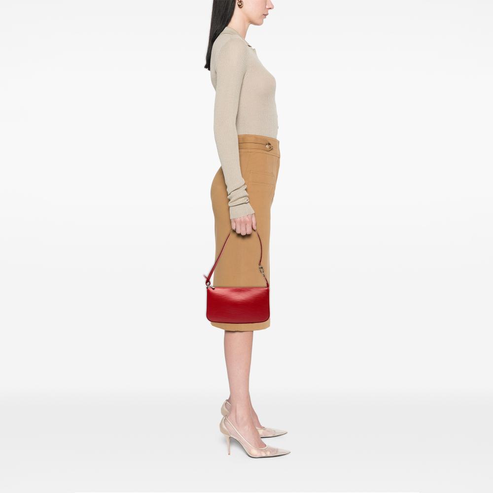 Louis Vuitton AB Louis Vuitton Red Epi Leather Leather Epi Pochette Accessoires France