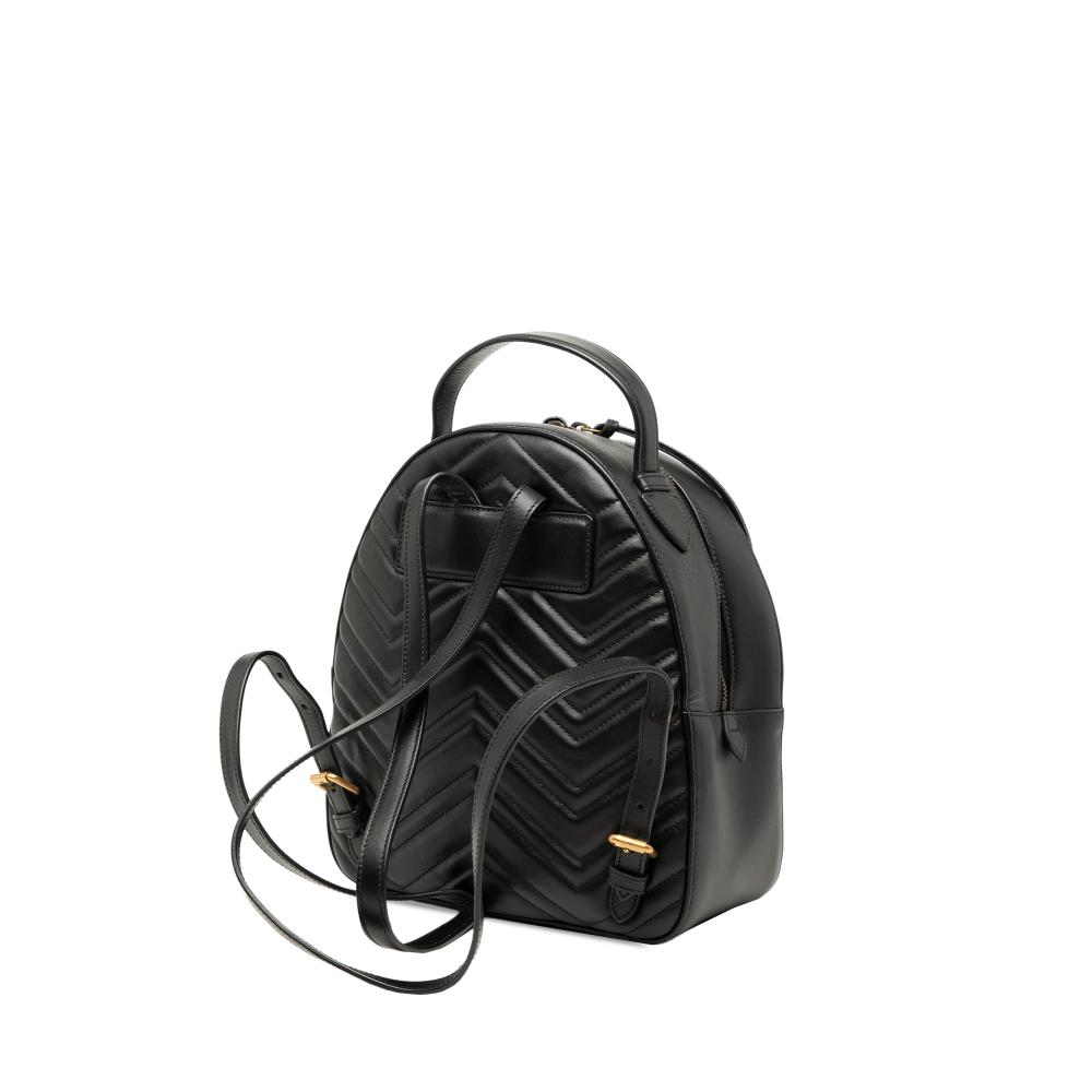 Gucci AB Gucci Black Calf Leather Small GG Marmont Matelasse Animalier Backpack Italy