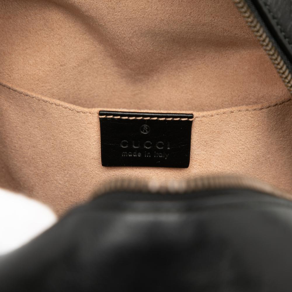 Gucci AB Gucci Black Calf Leather Small GG Marmont Matelasse Animalier Backpack Italy