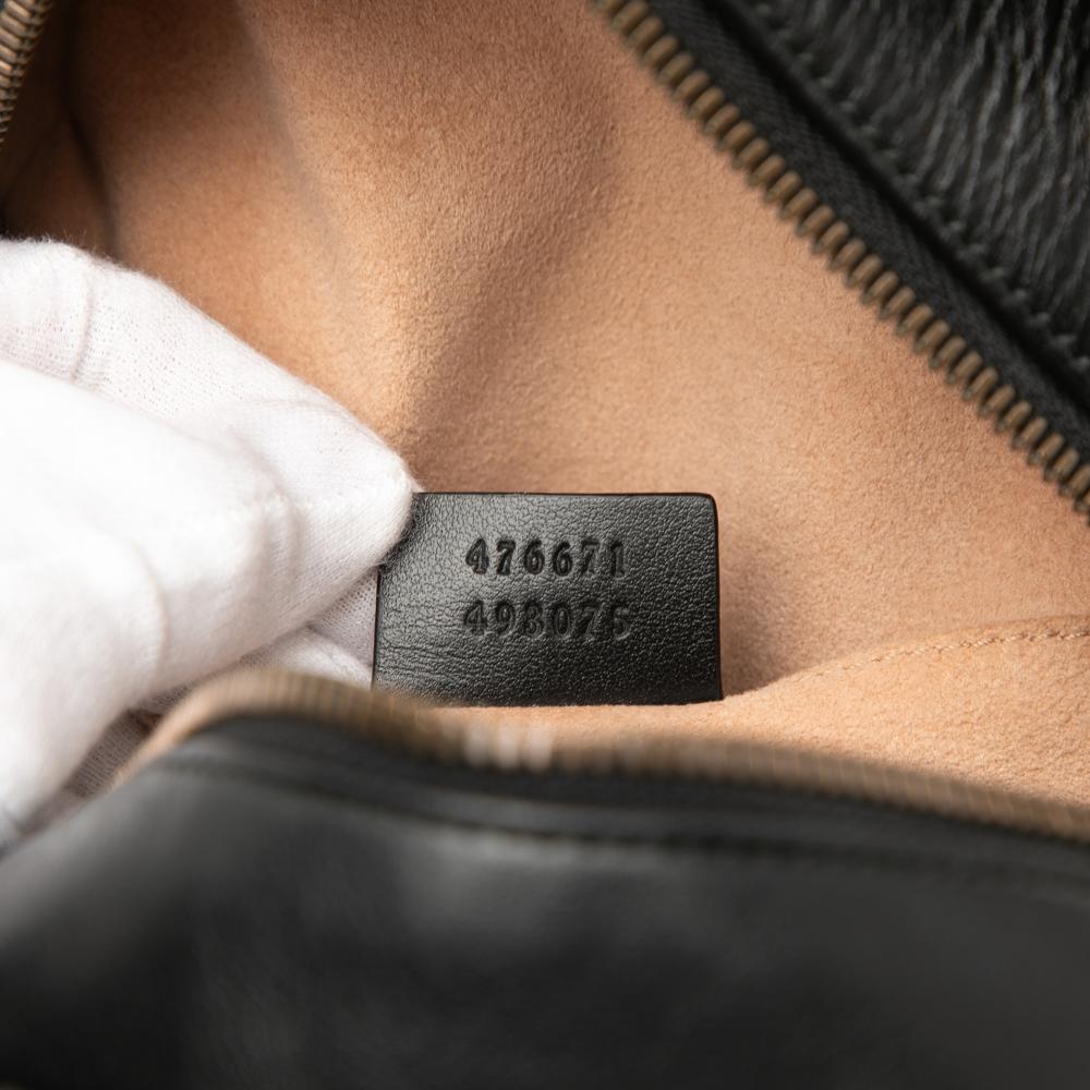 Gucci AB Gucci Black Calf Leather Small GG Marmont Matelasse Animalier Backpack Italy