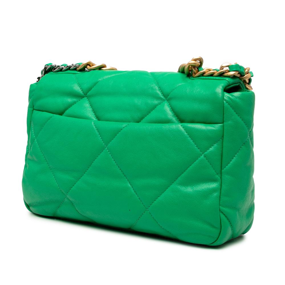 Chanel AB Chanel Green Lambskin Leather Leather Medium Lambskin 19 Flap Italy