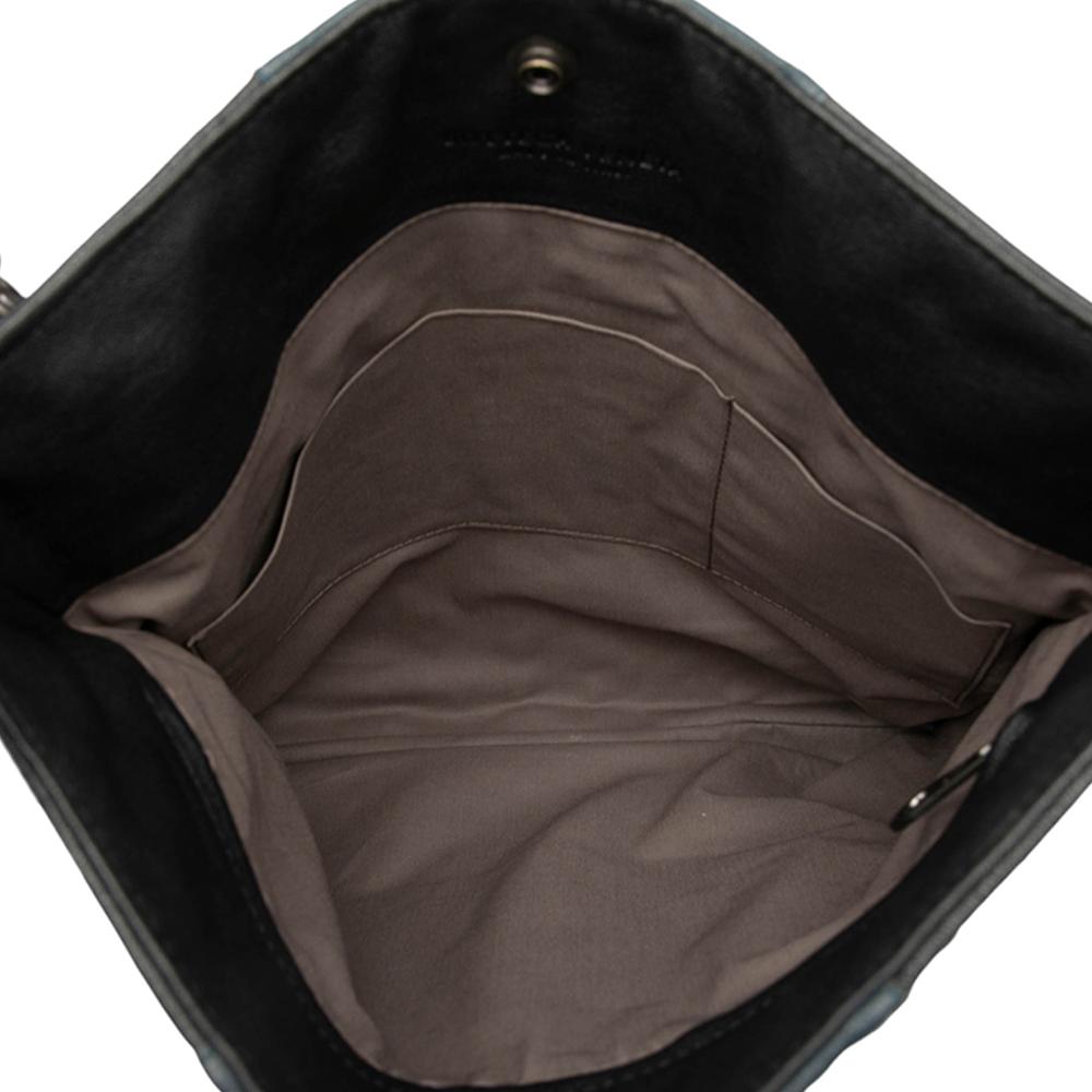 Bottega Veneta B Bottega Veneta Black with Blue Calf Leather Tricolor Intrecciato Crossbody Italy