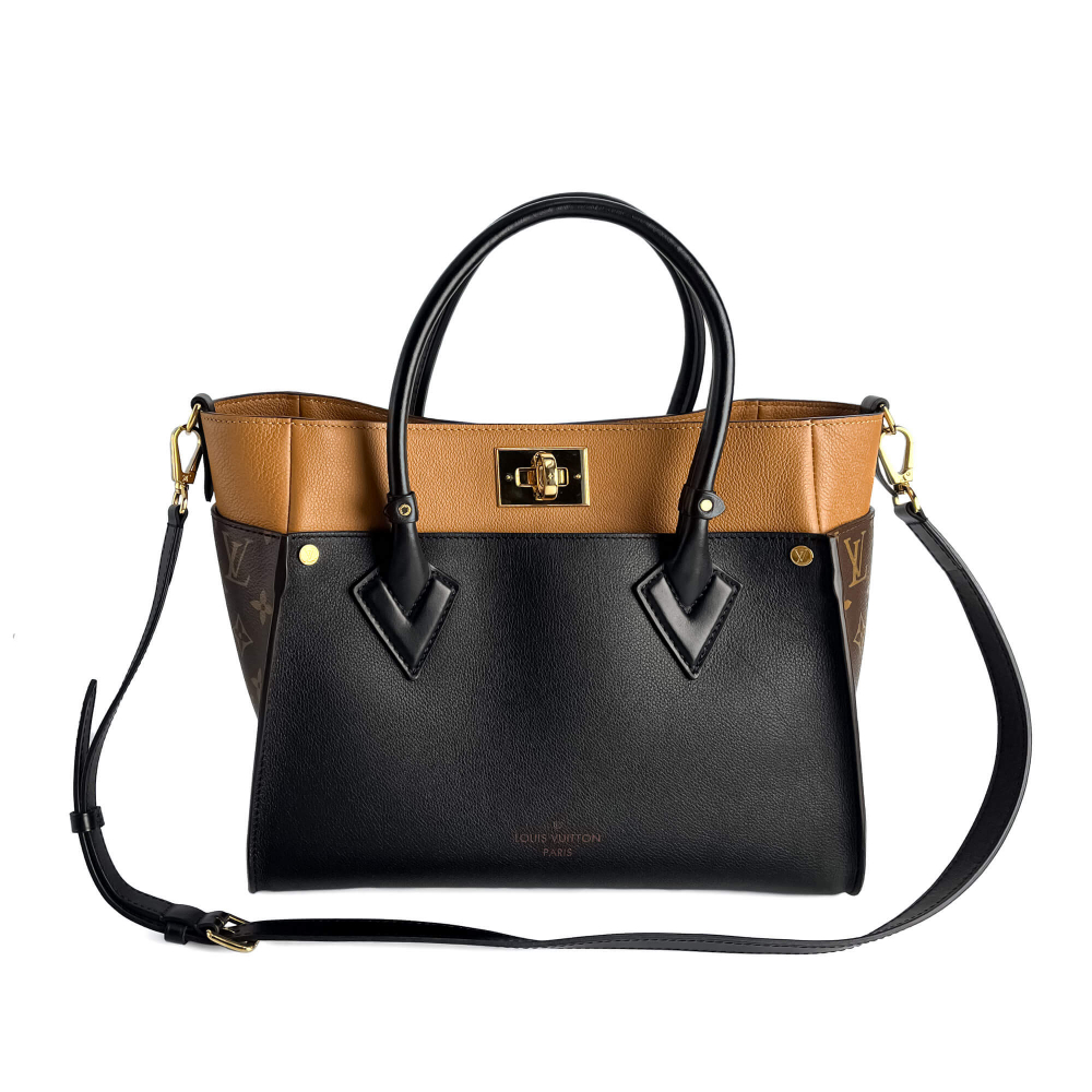 Louis Vuitton On My Side MM Leather Monogram Sides Tote Handbag Monogram