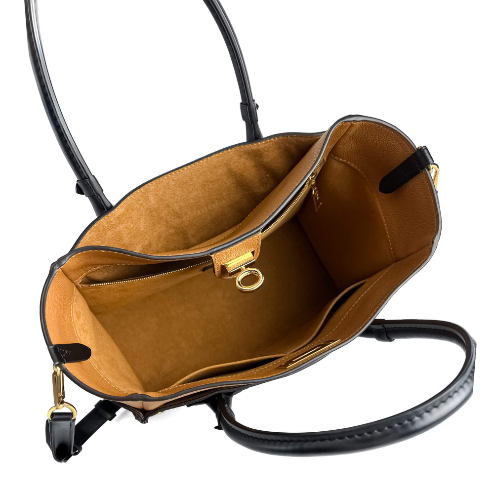 Louis Vuitton On My Side MM Leather Monogram Sides Tote Handbag Monogram